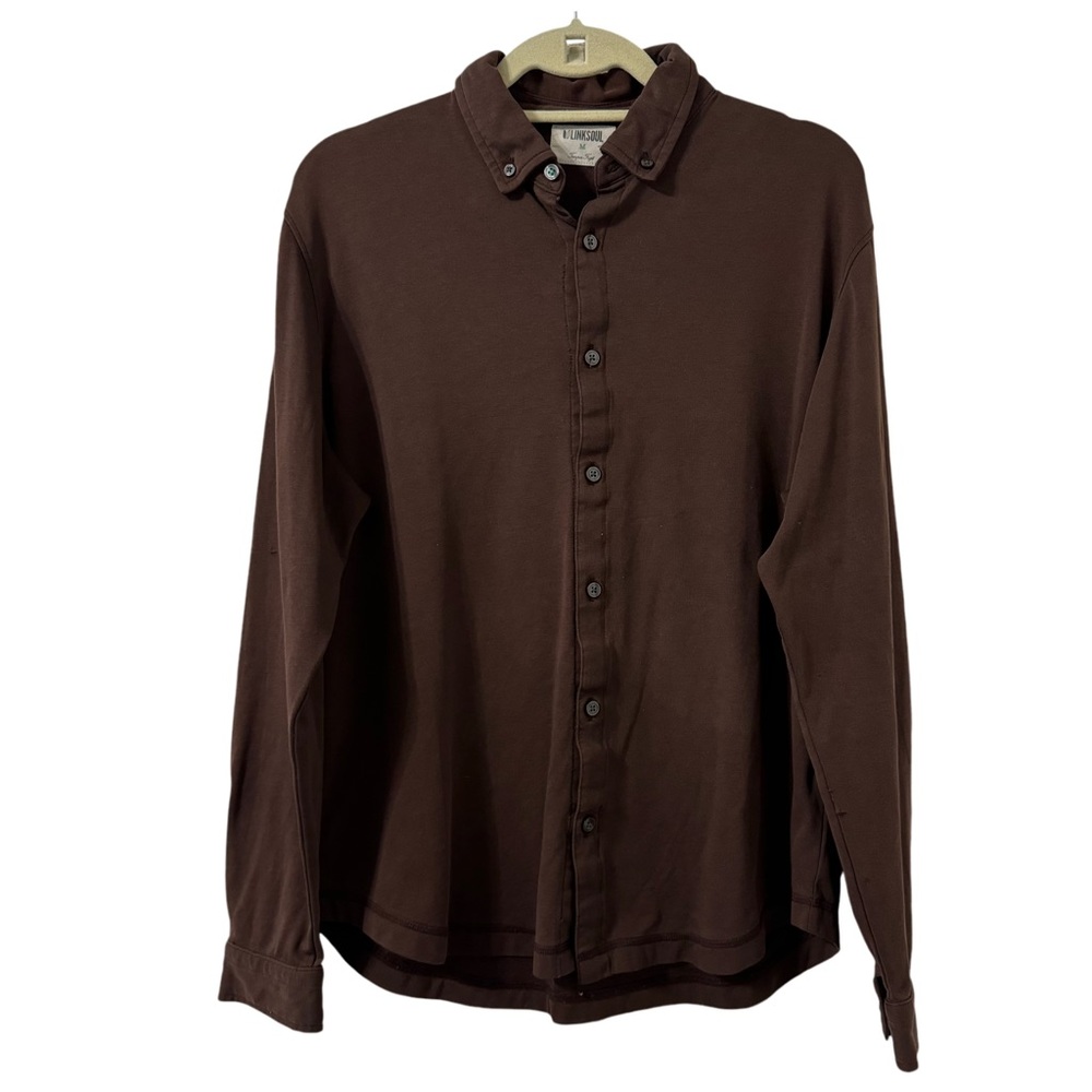 Link Soul Mens Sustainably-Minded Knit Long Sleeve Shirt Medium Organic Cotton